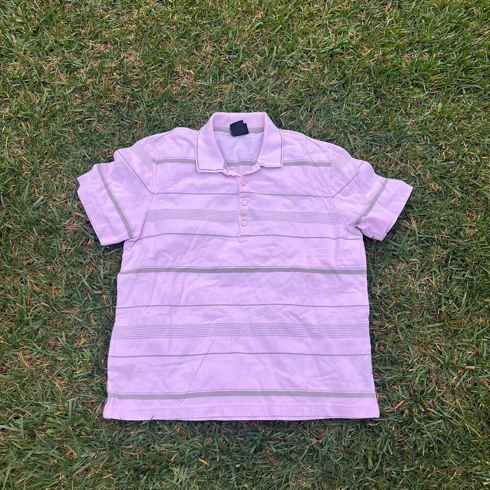Lacoste Polo pink striped mens size 5